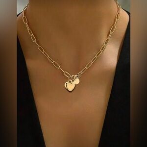 Gold Plated Stainless Steel Paperclip Heart Necklace –Minimalist Layered Jewelry